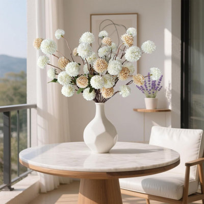  Arrangement floral de fausses pompons, 10 fausses fleurs, mamans artificielles avec de longues tiges, 2 fleurs mélangées en plastique, fleurs séchées en soie (sans vase)