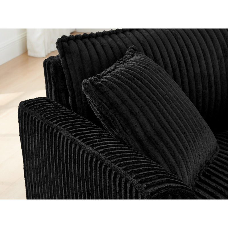 Fauteuil en velours côtelé l 46 po, Noir