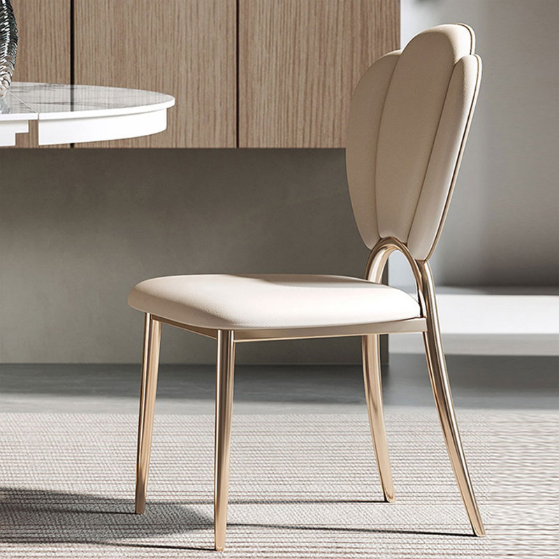 Beige Solid Back Side Chair(Set of 2)