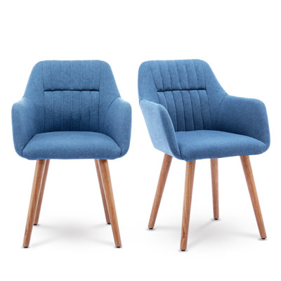 Chaise avec accoudoirs rembourrée en mélange de polyester Keehn