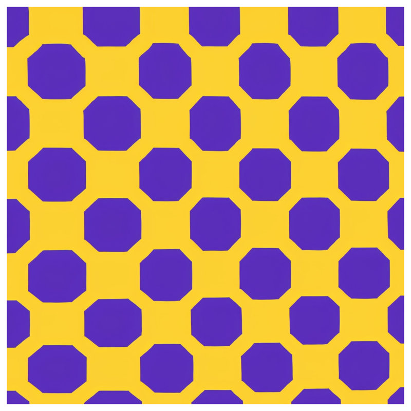 Couvertures mauves et jaunes octogonales, L 60 po x H 80 po