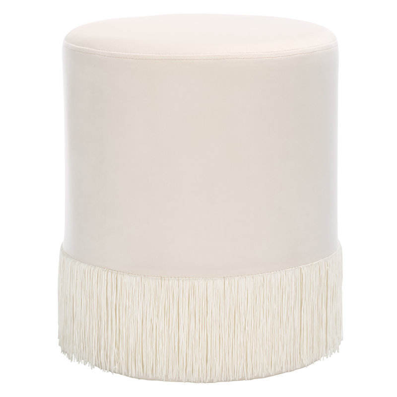 Dishner Ottoman With Tassel, Ivory
