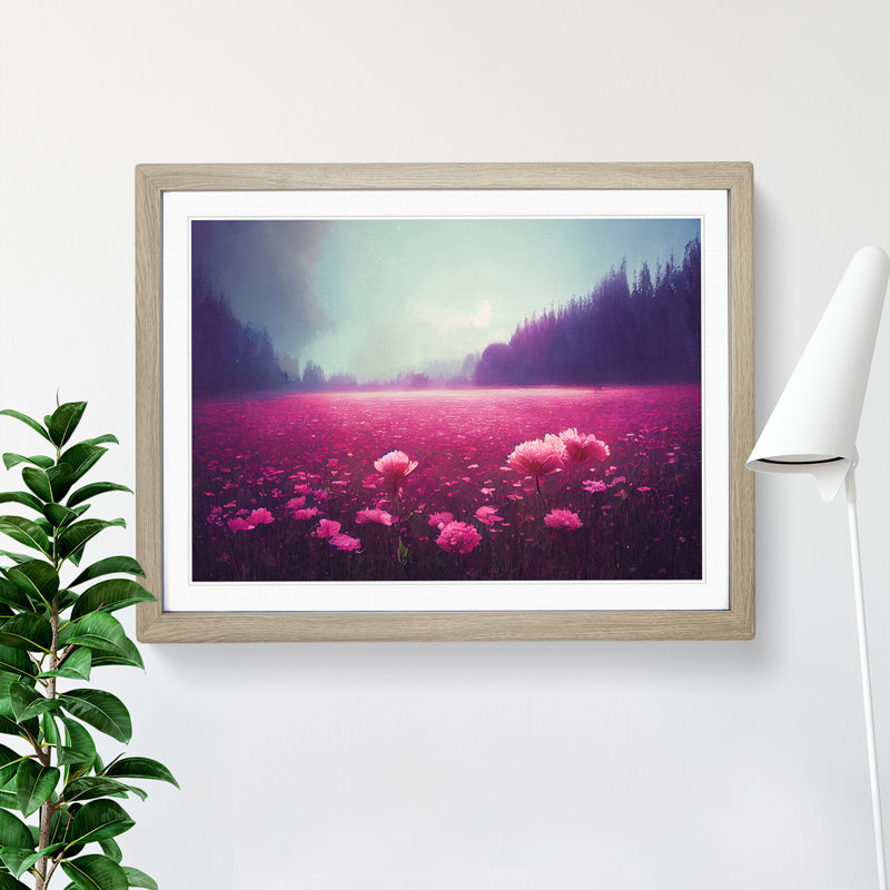 Carnation Flowers 1 Piece Single Picture Frame Wall Art, 25cm H x 34cm W x 2cm D, Oak Framed