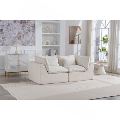 Boneless Cloud Couch Oversized Modular Sectional Sofa True Relax Comfy Couches Wide&Deep Seat Sofas For Living Room Furniture Sets, 2Seat