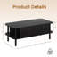 Table basse en bois cannelé de 110 cm avec porte coulissante et rangement-405564702