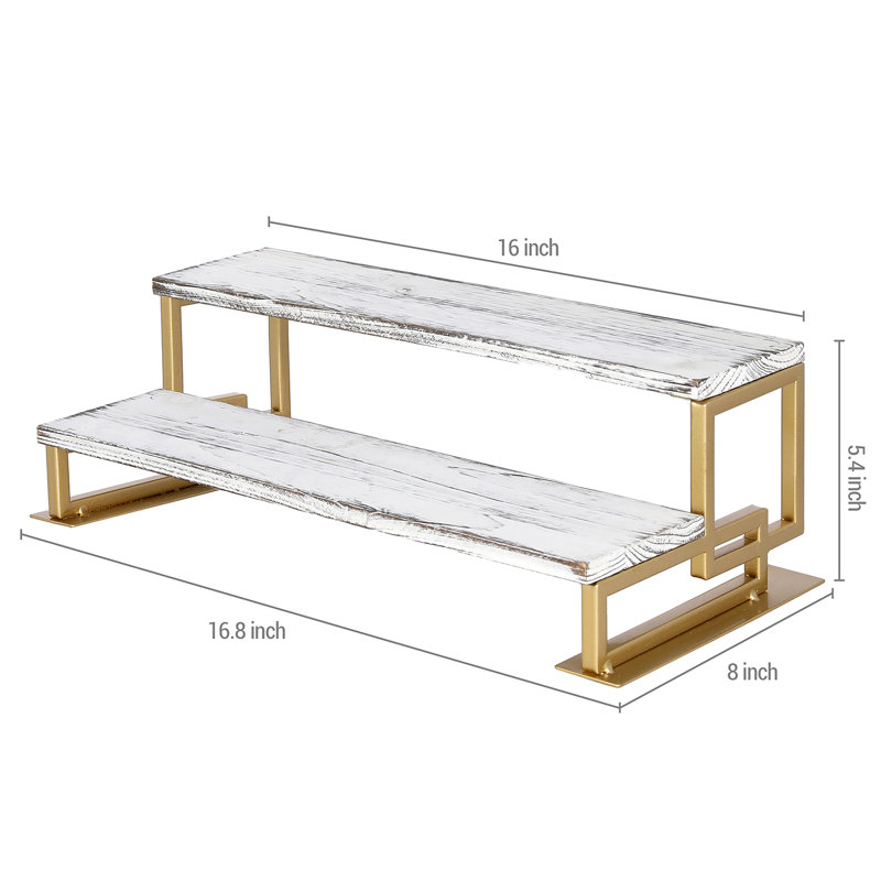 Anaisabella Tiered Stand, White/Gold