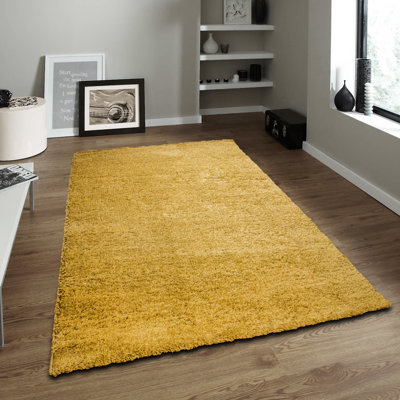 Luxurious Gold Area Rug, 4.0 x 6.0 Feet | 100% Polypropylene, 1.2 lbs/sq ft, Pile Height: 1.2 Inches | Easy to Clean with Vacuum, Perfect for Living Room & Bedroom Decor, Elegant Design, Durable & Stylish