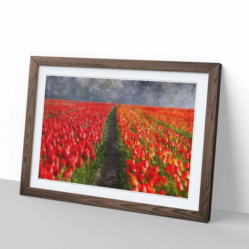 Field of Tulips - Framed Print, Walnut Framed, 27cm H x 36cm W x 2cm D