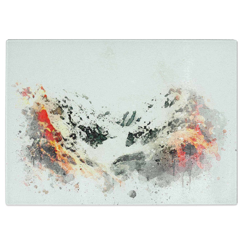 Tempered Glass Alpenglow upon the Mountains Chopping Board, 39 cm W x 28.5 cm L