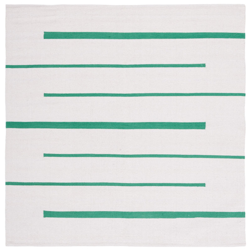 Estremara Hand Woven Cotton Striped Rug, Square 6'