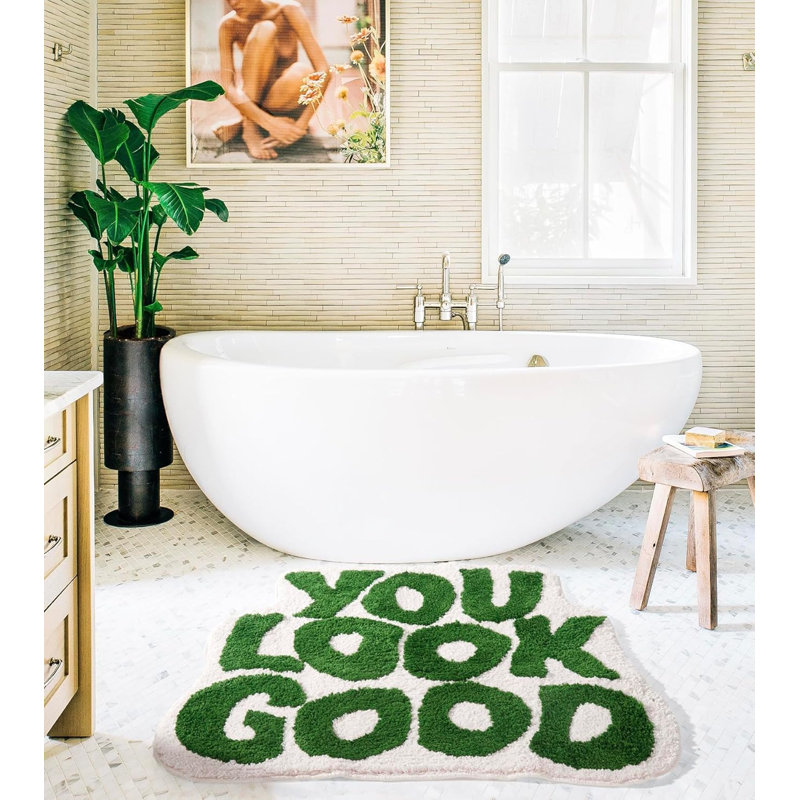 You look great, green bathroom mat