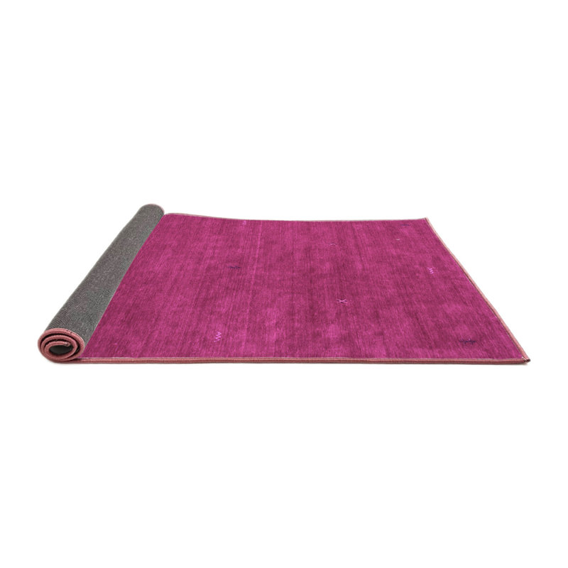Tapis abstrait en magenta tissé à la machine, Carré 5 pi