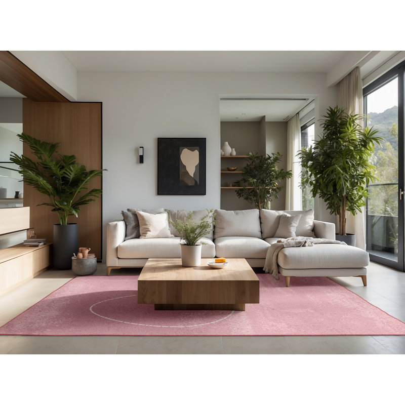 Soft Plush Eucleides Easter Modern & Contemporary Abstract Area Rug in Pink – Rose Binding, 7x10