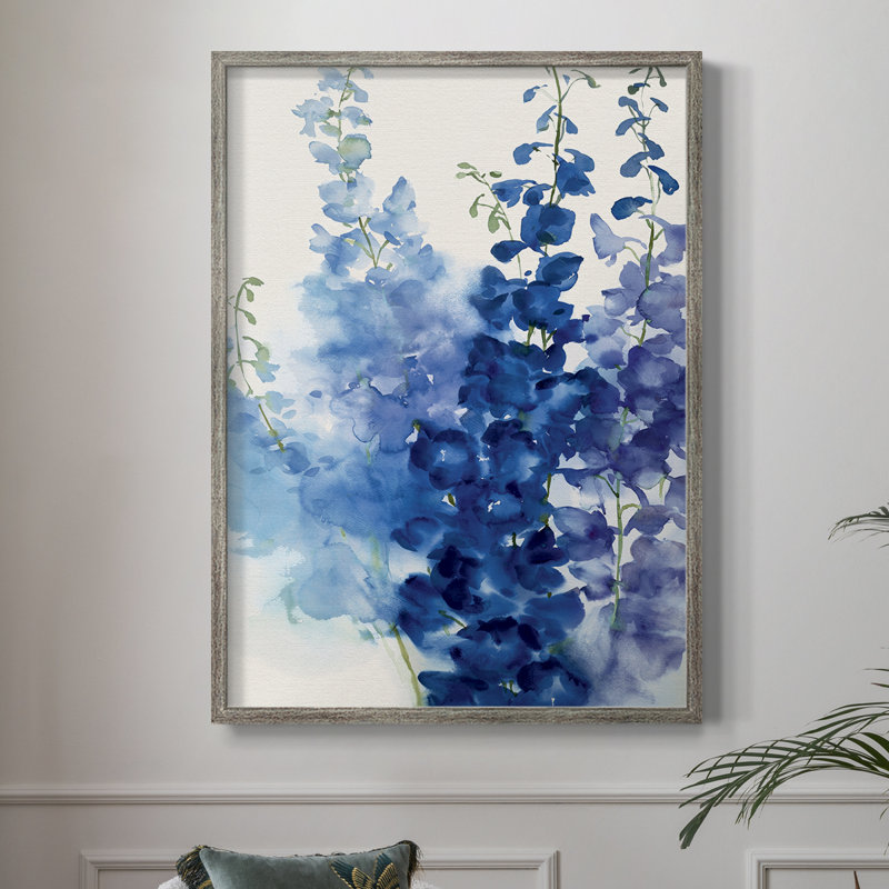 Delphinium II Framed Print - Solid Wood, 11" H x 9" W
