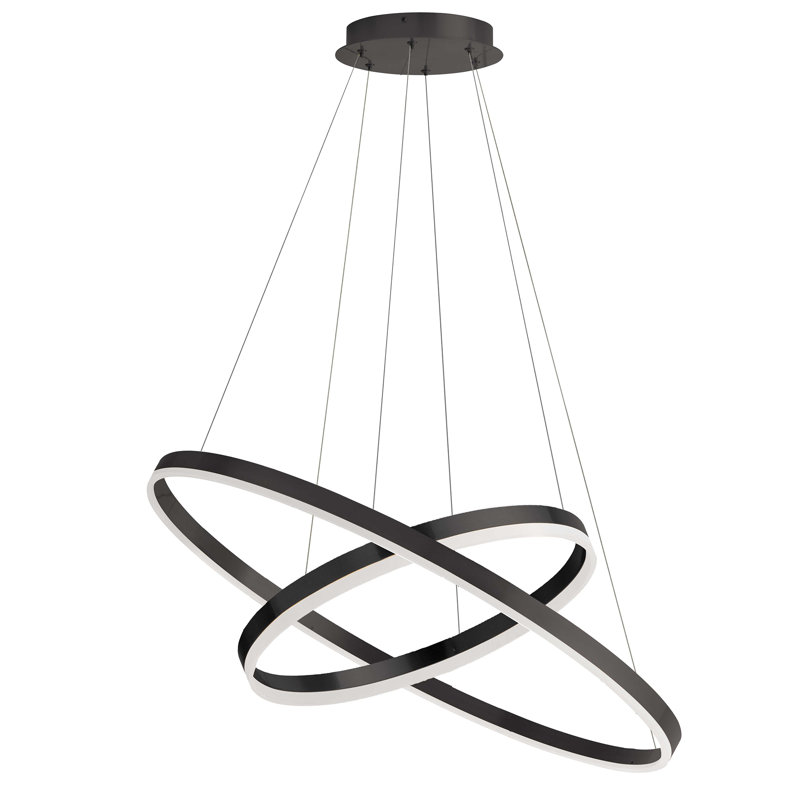 Lustre géométrique à 1 lumière DEL Brackeen, Noir mat