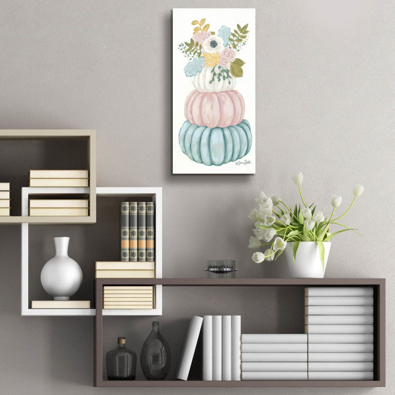 «Floral Pumpkins» par Sara Baker, art mural en verre acrylique, H 24 po x l 12 po