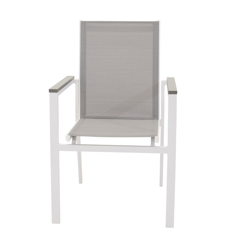 Akia Stacking Patio Dining Armchair with Cushion, Grey
