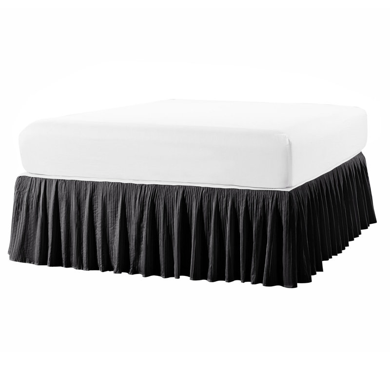 Jupe de lit 18 po Diamond Square, Grand, Noir de jais