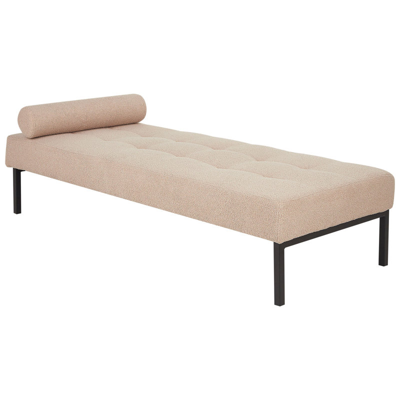 Shanel Upholstered Chaise Lounge, Beige Boucle