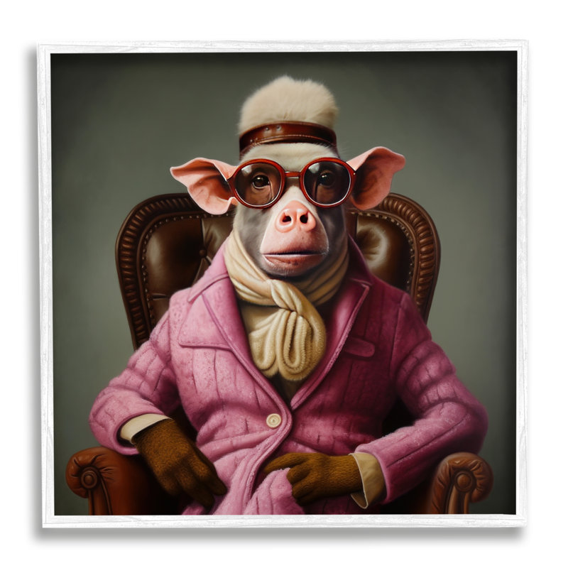 Ba-931 - Mode animalière encadrée sur bois, H 24 po x l 24 po x P 1,5 po, Giclée encadrée blanc bord de mer