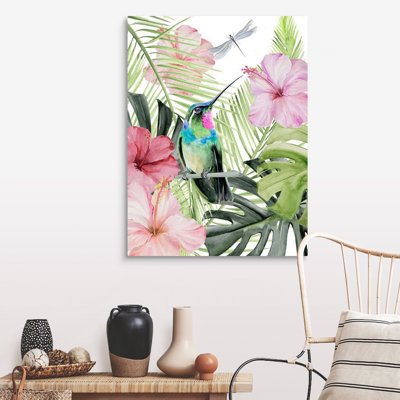 " Hibiscus & Hummingbird II " by Jennifer Paxton Parker Painting Print