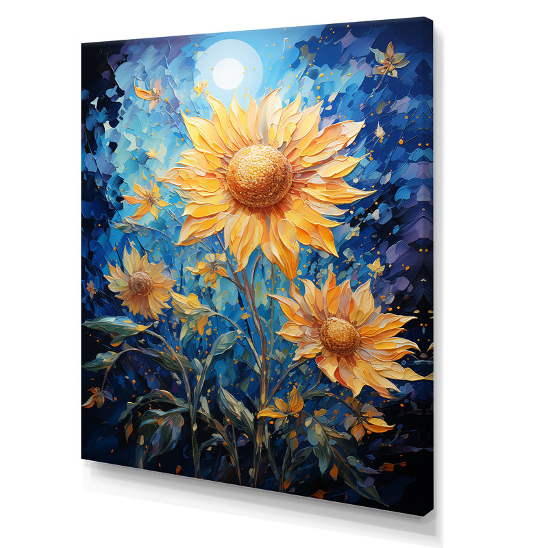 Expressionniste énergie tournesols II, H 20 po x l 12 po x P 1 po, Toile tendue