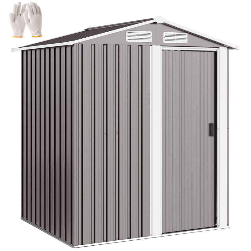 Outsunny 5ft x 4ft Garden Shed Metal Tool Storage Shed Grey