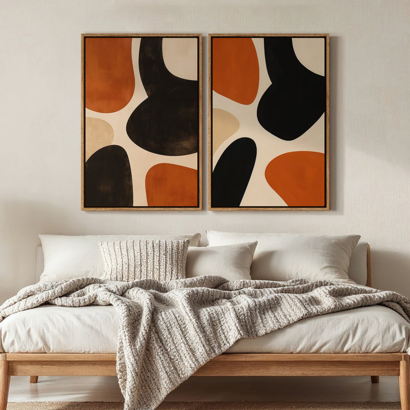 Art mural encadré, impressions murales abstraites rétro pour chambre à coucher, H 24 po x l 16 po, Naturel