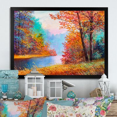 «Summer Scenery Of A Autumn River», reproduction d'art sur toile traditionnelle