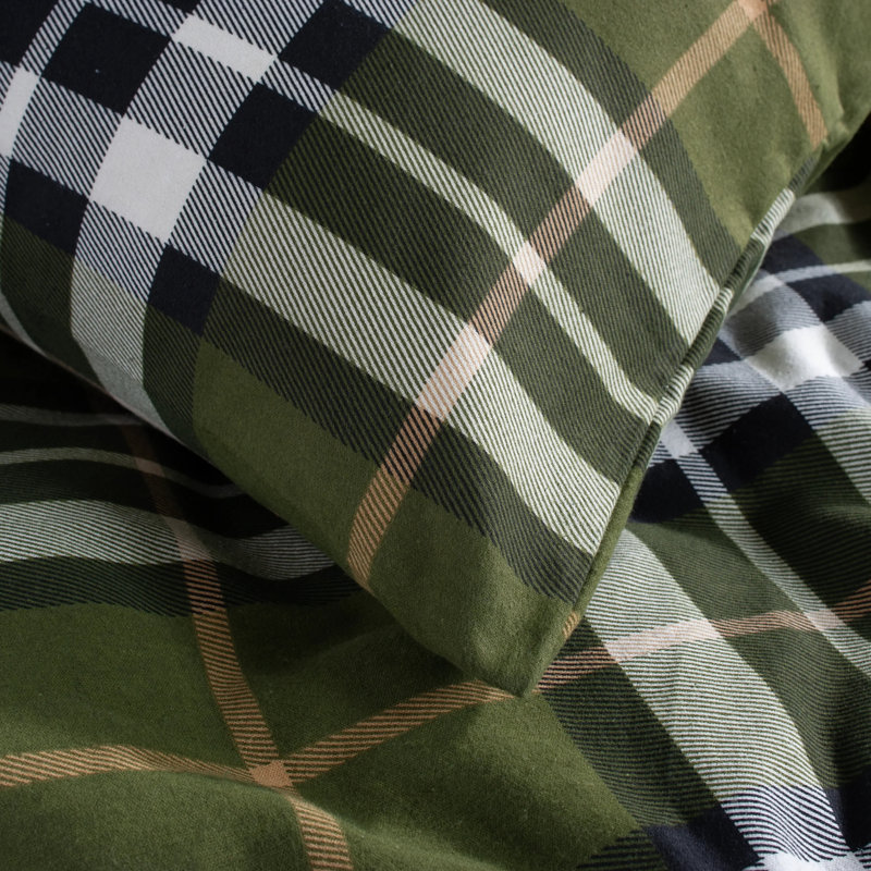 Cotton Chequered Duvet Cover Set with Pillowcases, Double Duvet Cover Set + 2 Standard Pillowcases
