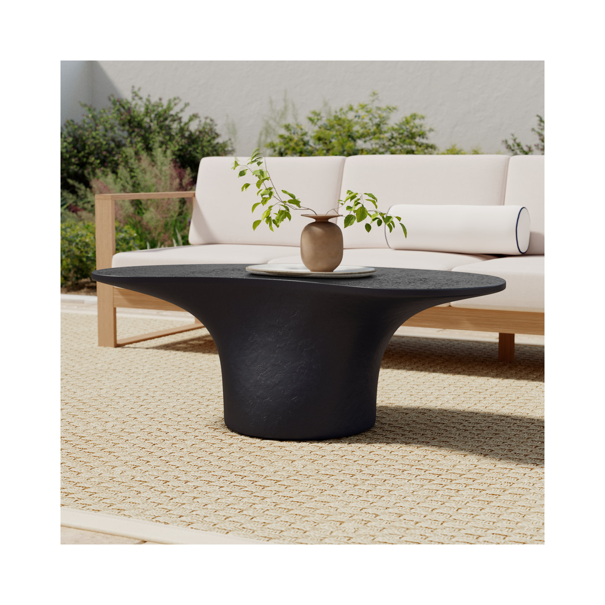 Paisely Outdoor Coffee Table, Black