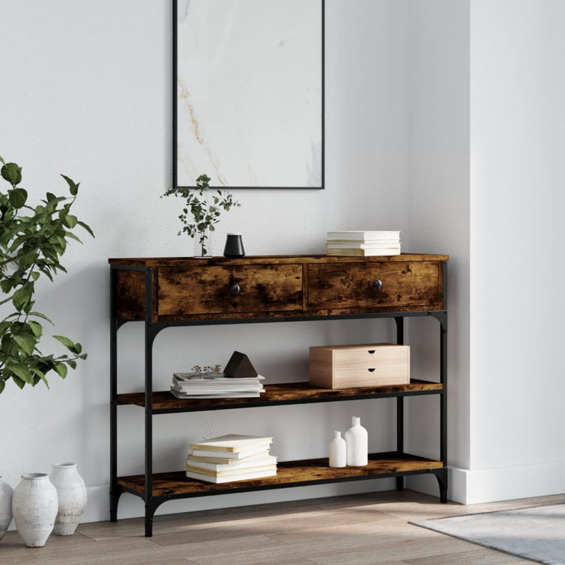 Console Table, 75cm H x 100cm W x 25cm D, Smoked Oak