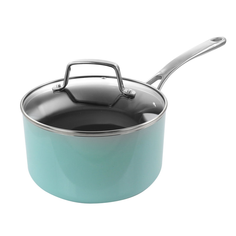 Martha Stewart 3,5 pte Casserole antiadhésive en acier inoxydable 18/8 avec couvercle, Menthe