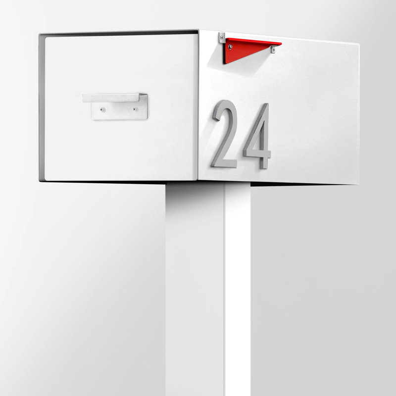 Grande boîte aux lettres en acier Malone, Blanc / noir, Argent, Oui