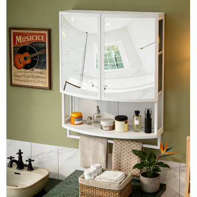 Iron Arched Glass Double-Door Wall Cabinet