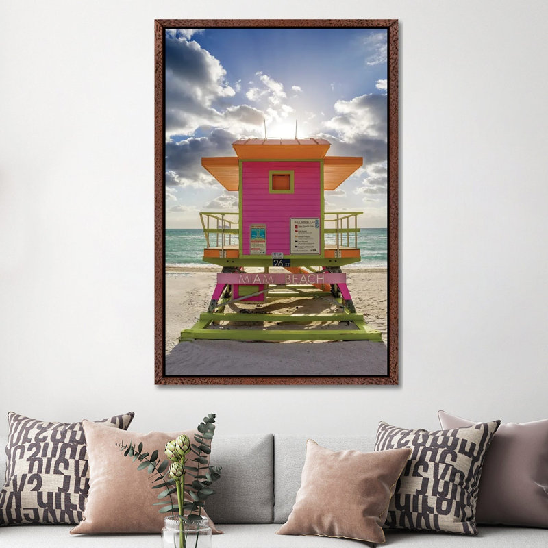 Pink Lifeguard House Vertical, Miami Beach, Florida by Susanne Kremer - Gallery-Wrapped Canvas Giclée on Canvas