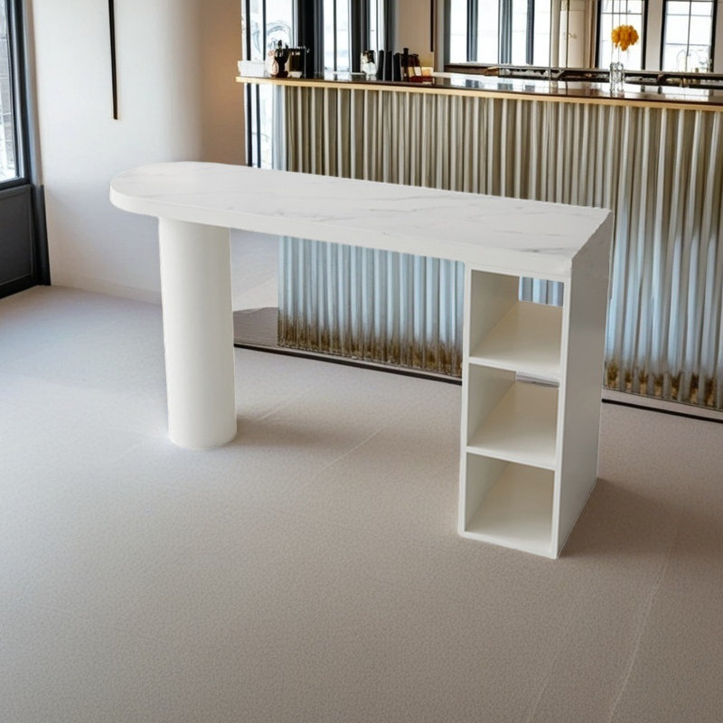 Table de bar moderne et simple de style crème, H 41,3 po x L 62,9 po x l 15,7 po