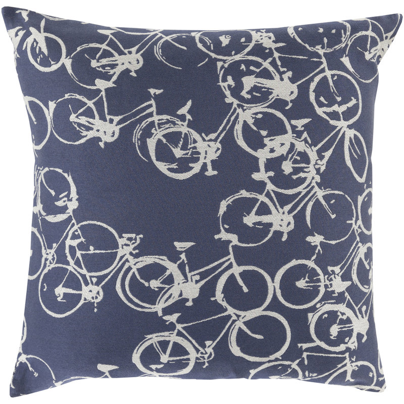  Coussin vélo, Bleu / lime, Duvet, 22 po x 22 po