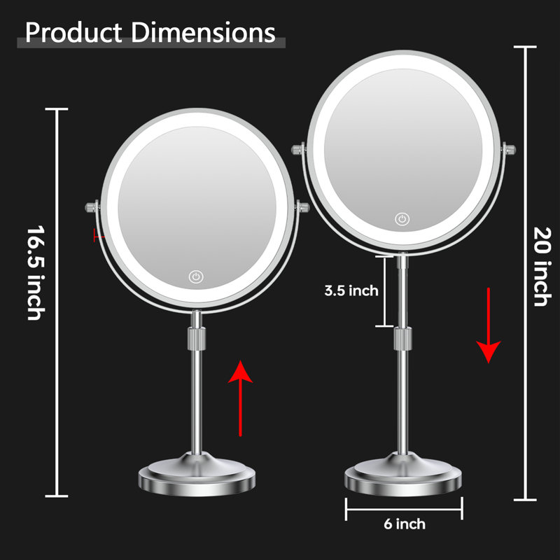 Miroir de plancher rond en métal Afrina, Chrome