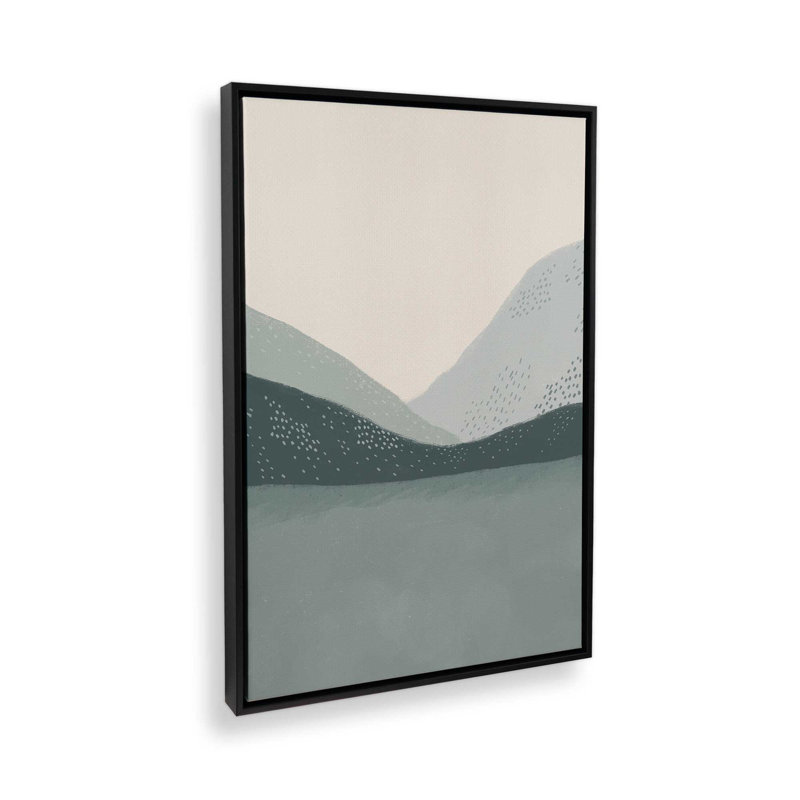 «Minimal Patterned Mountains 01» par Garima Dhawan, reproduction de peinture acrylique, Noir, Cadre flottant