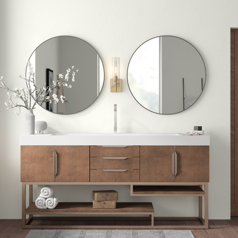 Keven 72'' W Single Vanity, Glossy White, Dusk Gray, Brushed Nickel