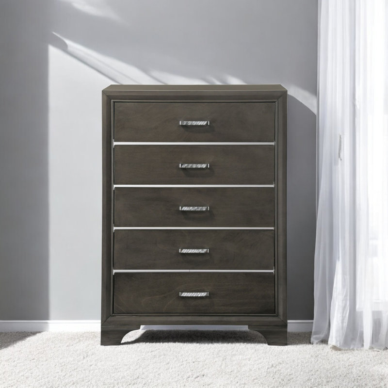 Howardville 5-Drawer Rectangular Chest, Champagne