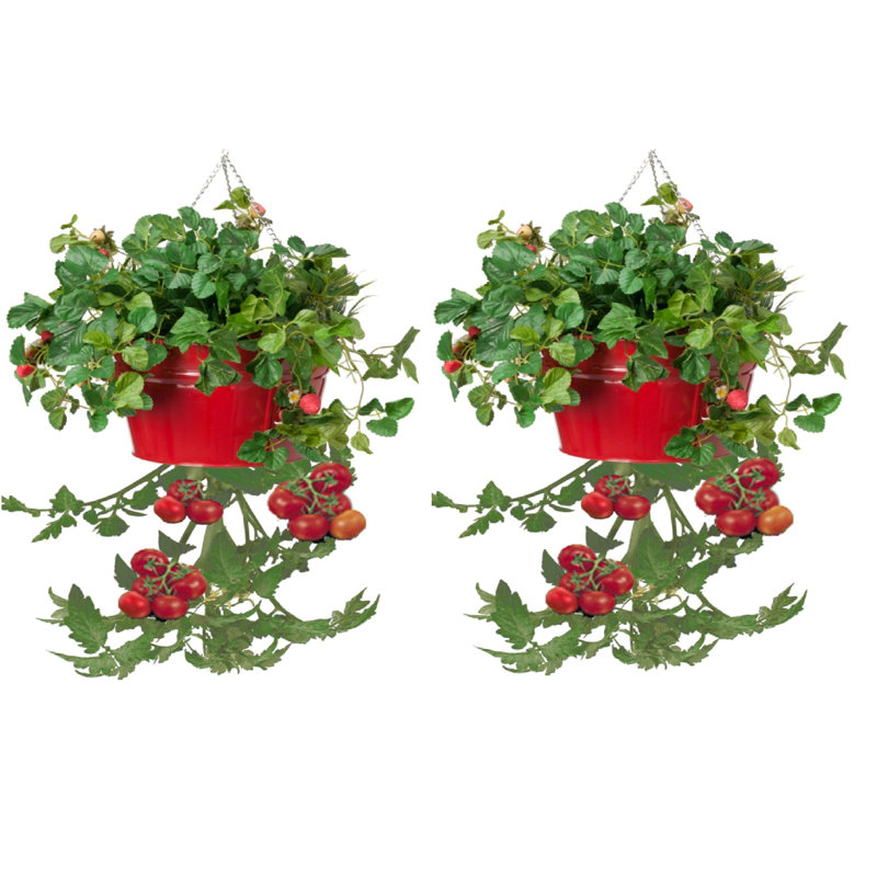 Lousha Handmade Metal Hanging Planter, Red