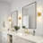 Hardwired Wall Sconces Set of 2, Brushed Gold Bathroom Dimmable Wall Sconces Vanity Light Fixture with Clear Glass, Modern Farmhouse Wall Lights for Bathroom Mirror Living Room Hallway Kitchen-201004025-201004002