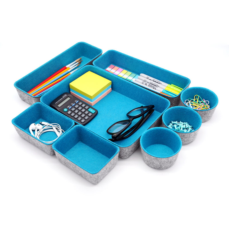 2.4'' H x 7.9'' W x 10.8'' D Organizer Set, Turquoise