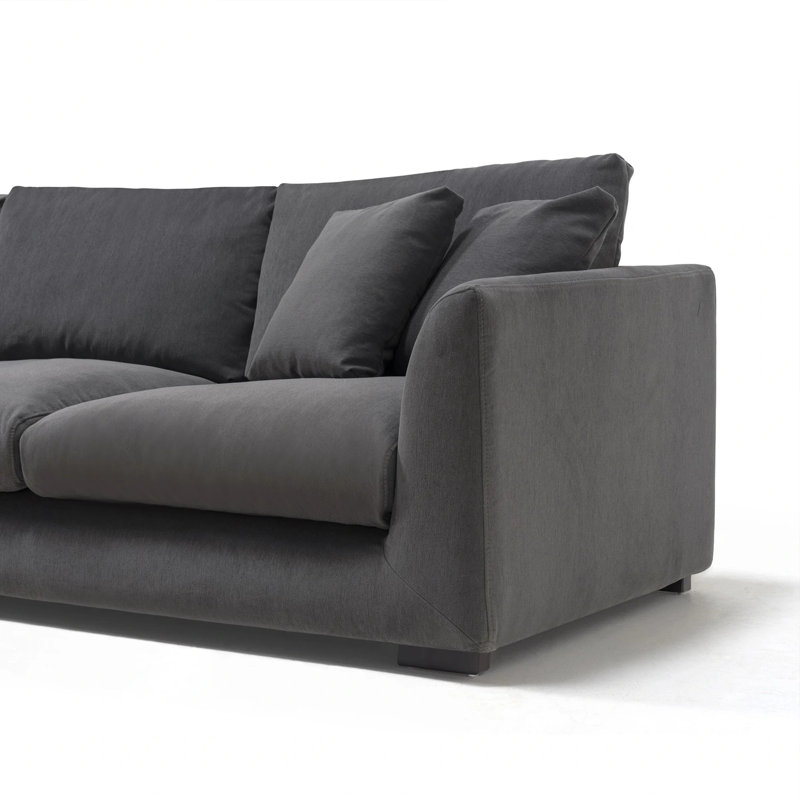 Canapé modulaire Delaia, Accoudoir à gauche (vu de face), Mélange de lin gris