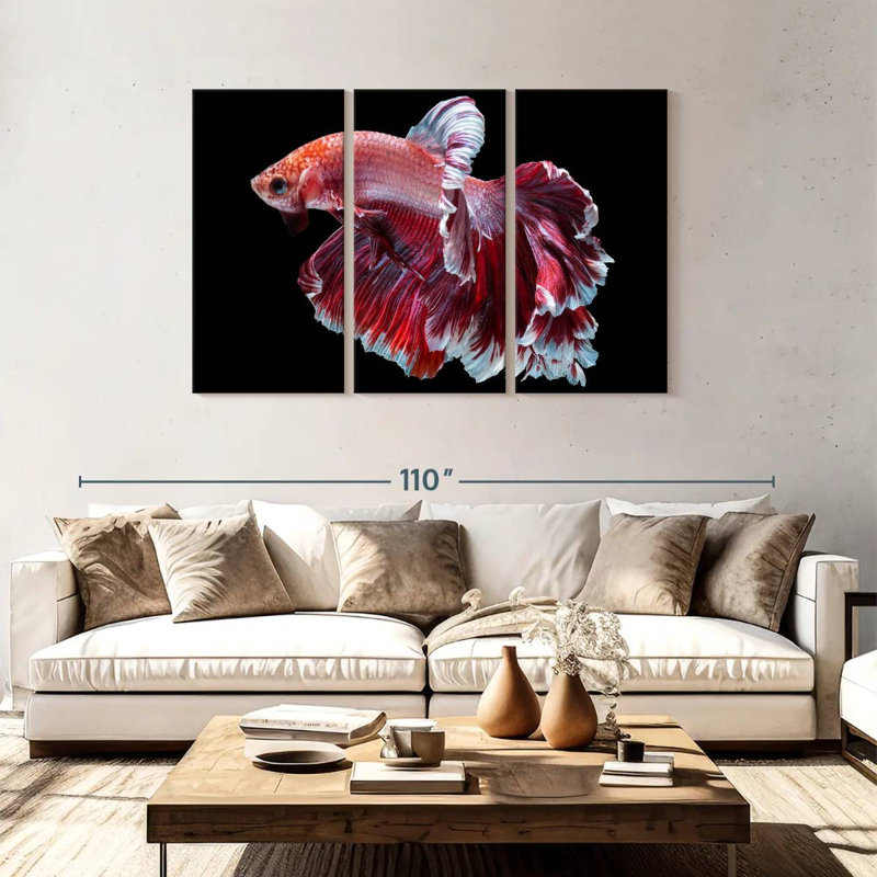 Brampt Red And White Betta Fish, 48" H x 74" W