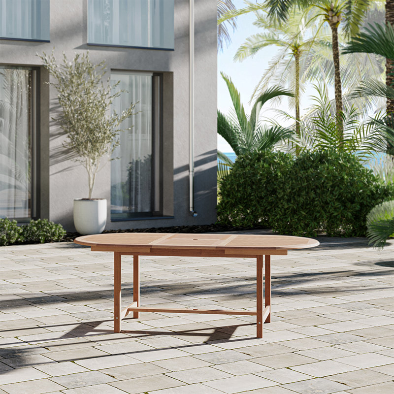 Audre Extendable Oval Teak Outdoor Dining Table