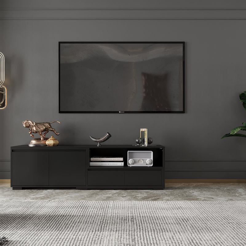 Modern Extendable Tv Stand With Adjustable Length And Led Light – Sleek Media Console For Living Room