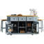 Grand îlot de cuisine gris bleu 53 pouces avec 2 tabourets de bar, prise de courant et rangement - Chariot roulant avec abattant, 5 supports latéraux et 3 tiroirs (3 paquets)-2122444813